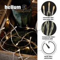 20-pcs. LED-Lightchain, warm-white, transparent cable, battery operated