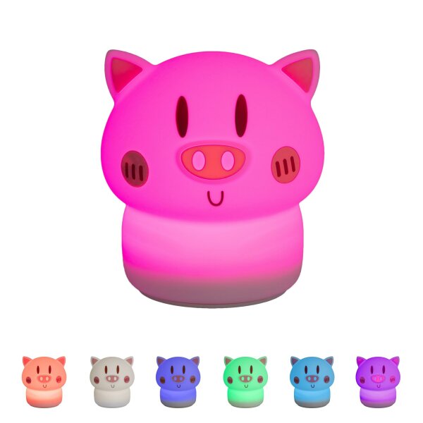 LED-Night Light "Pig", color changing when touched