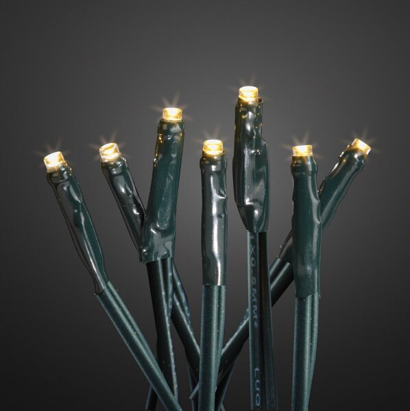 20-pcs. LED-Lightchain, warm-white, grünes Kabel, Euro-Plug