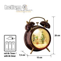 LED Water alarm clock, bronze coloured, snowman family, battery operated