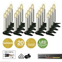 LED-Filament-Riffelkerzenkette, 20 LEDs warm-weiß, für innen, teilbarer Stecker