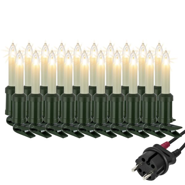 20-tlg. LED-Filament-Shaftcandle-Set, warm-white, for indoor, detachable Plug