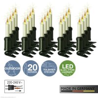 LED-Filament Schaftkerzenkette 20 LEDs warm,-weiß, mit Flammeneffekt, für außen