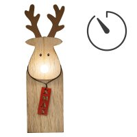 LED-Reindeer with illuminated nose, 1 warm-white LED, battery operated