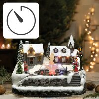 LED-Christmas Village in fiberoptic style with fountain,...