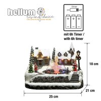 LED-Christmas Village in fiberoptic style with fountain, battery operated