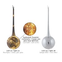 LED-Glass-Moon with Lightchain with copper wire, 30 warm-white LEDs,  Indoor-Transformer