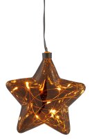 LED-Glass-Star with Lightchain with copper wire, 10 LEDs...
