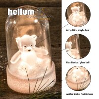 LED-Bell  with Acrylic Teddy Bear, 1 warm-white LED, battery-operated