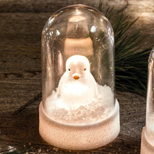 LED-Glocke mit Acryl-Pinguin, 1 warm-weiße LED, batteriebetrieben