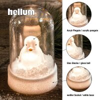 LED-Bell  with Acrylic Pengiun, 1 warm-white, battery-operated