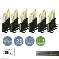 LED-Filament Schaftkerzenkette 30 LEDs warm-weiß, mit Flammeneffekt, für außen