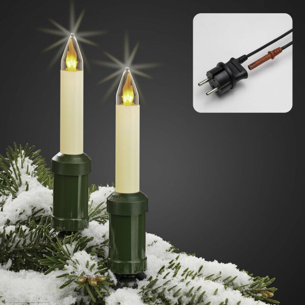 LED-Filament Schaftkerzenkette 15 LEDs warm-weiß, mit Flammeneffekt, für außen