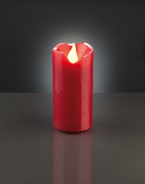 4er Set LED-Wachskerze,  9,5  cm hoch, 5,5 cm Ø, rot, gelbe LED, batteriebetrieben