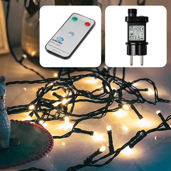 240-pcs. LED-Lightchain, warm-white LEDs,  Outdoor-Transformer