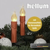 LED-Flammenkerzenkette mit Flammeneffekt, perlrot mit Wachstropfen, für innen,20 LEDs warm-weiß und matt, teilbarer Stecker