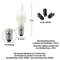 20-tlg. LED-Flammenkerzenkette mit Flammeneffekt, perlelfenbein mit Wachstropfen, für innen, warmweiß und matt, teilbarer Stecker