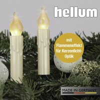 20-tlg. LED-Flammenkerzenkette mit Flammeneffekt, perlelfenbein mit Wachstropfen, für innen, warmweiß und matt, teilbarer Stecker