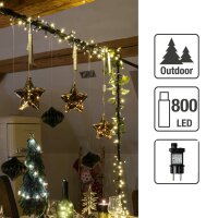 800-tlg. LED-Cluster-Lichterkette, warm-weiße LEDs, Außen-Trafo