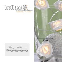 10-pcs. LED Light Chain with white roses, warm-white LEDs, battery operated