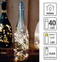 40-pcs. Bottle Lightchain, warm-white, battery-operated