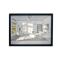 LED-Fiberoptic Picture “living room“, warm-white LEDs, battery operated