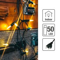 LED-Lichterkette mit Pisello-Glaskörper, 50 LEDs warm-weiß, Innenstecker