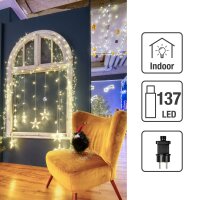 LED-Sternen-Vorhang, 1x2m, 137 LEDs warm-weiß, Innen-Transformator