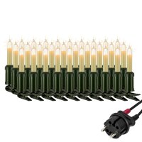 30-pcs. Shaftcandle-Set, clear bulbs, for outdoor, detachable plug