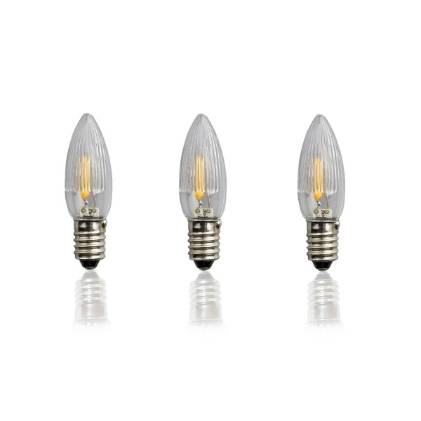 LED-Filament-Topcandles, warm-white, clear bulb,  8 V, 0,3 W, E10, 3 pcs. per blister