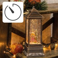 LED Water alarm clock, bronze coloured, snowman family,...