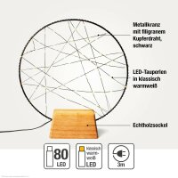 LED-Metall-Traumfänger, Ø 30cm, 80 warmweiße LED, Innentransformator mit Timer