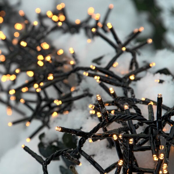 LED Cluster Lichterkette, 1200 LEDs warm-weiß, Außen-Transformator