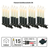 15-pcs. Shaftcandle-Set, clear bulbs, for indoor, CIK