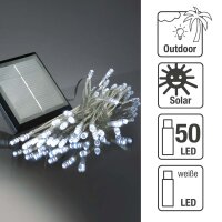 LED-Solar-Lichterkette, 50 LEDs weiß