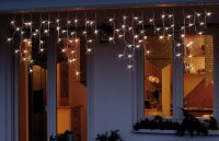 80-pcs. LED-Icicle Curtain, "System-Profi", warm-white, white cable, 190 x 60 cm, extendable