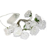 10-pcs. LED Light Chain with white roses, warm-white...