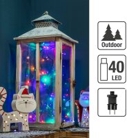 40-pcs. LED-Lightchain, coloured LEDs, Outdoor-Transformer
