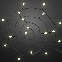 80-pcs. LED-Ball-Lightchain, warm-white, black cable, with Timer. Outdoor-Transformer