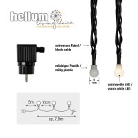 80-pcs. LED-Ball-Lightchain, warm-white, black cable, with Timer. Outdoor-Transformer