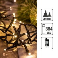 384-pcs. LED-Cluster-Lightchain, warm-white LEDs, 8 functions, Outdoor-Transformer