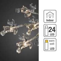 24-pcs. LED-Lightchain Reindeer, warm-white, transparent cable, Indoor Trafo