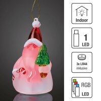 LED-Weihnachtsmann mit Baum, RGB, batteriebetrieben