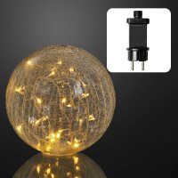 LED-Deco Glass Ball,  Crackle Optic, transparent, 24...