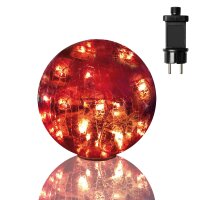 LED-Deco Glass Ball, Crackle Optic, 32 red LED, 30 cm Ø, Outdoor Transformer