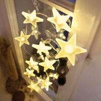10-pcs. LED-Lightchain with frosted stars, yellow,...