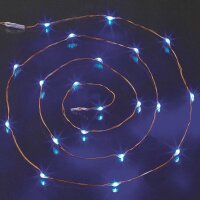 20-pcs. LED-Lightchain, blank coated wire, blue,  battery...