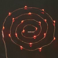20-pcs. LED-Lightchain, blank coated wire, red LEDs, battery operated