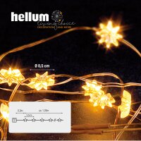 20-pcs. LED-Lightchain, blank coated wire, "Star" yellow, battery operated