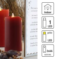LED-Wachskerze, rot, 9,5x5cm, LED gelb, batteriebetrieben